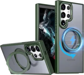 puyateya-etui-magsafe-do-samsung-galaxy-s24-ultra-ring-matowe-zielone