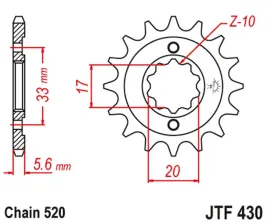 zebatka-przednia-jt-jtf430-14-kawasaki-kxf-250-suzuki-rmz-250-stalowa
