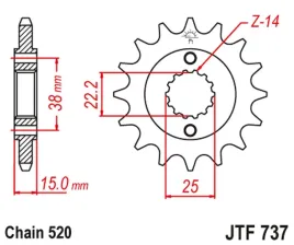 zebatka-przednia-jt-jtf737-14-ducati-907-paso-sports-stalowa-wytrzymala