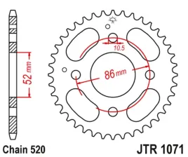 zebatka-tylna-jt-jtr1071-31-kymco-mxu-mxr50-150-stalowa-wytrzymala