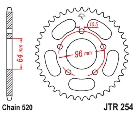 zebatka-tylna-jt-jtr254-45-honda-cbf-250-stalowa-wytrzymala-mocna