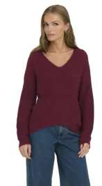 only-jdy-sweter-damski-15208245-bordowy-v-neck-luzny-klasyczny