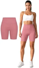 szorty-kolarki-damskie-rozowe-legginsy-krotkie-treningowe-sportowe-basic