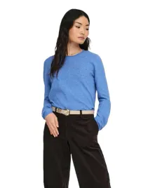only-sweter-damski-niebieski-cienki-klasyczny-stylowy-okragly-dekolt
