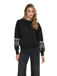 only-bluza-damska-czarna-cienka-bawelniana-stylowa-ozdobny-wzor-bawelna