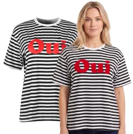 koszulka-damska-t-shirt-czarna-biala-w-paski-nadruk-wiskoza-na-co-dzien