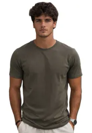 t-shirt-koszulka-meska-bawelniana-klasyczna-gladka-khaki-basic-khaki