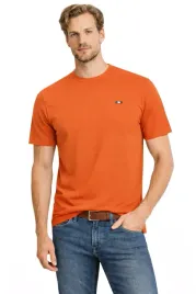 t-shirt-koszulka-meska-id9418-pomaranczowy-bawelna-okragly-dekolt-basic