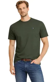 t-shirt-koszulka-meska-id9413-khaki-bawelniana-basic-okragly-dekolt-logo