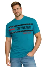 t-shirt-koszulka-meska-3037-turkusowy-bawelniana-wygodna-modna-z-nadrukiem