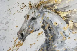 obraz-na-plotnie-canvas-kon-konie-kolor-zloto-abstrakcja-akwarela-100x70-cm