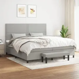 vidaxl-lozko-kontynentalne-z-materacem-jasnoszare-tkanina-200x200-cm
