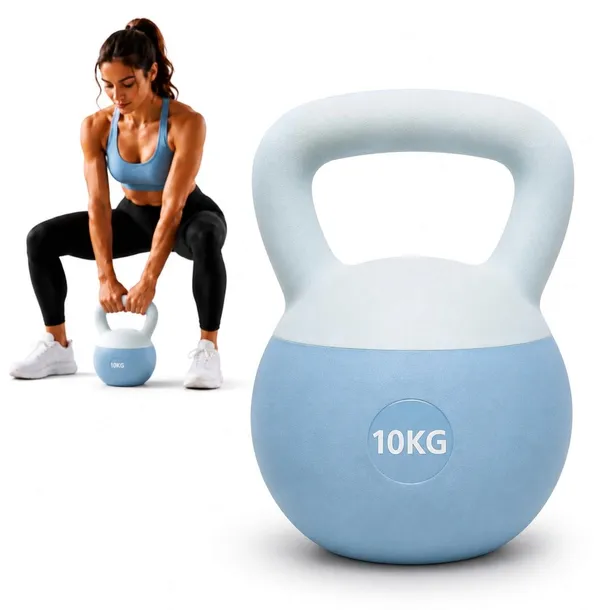 Kettlebell 10 kg Premium Miękka Podstawa Ciężarek Fitness Trening Domowy
