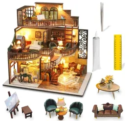diy-domek-dla-lalek-drewniany-model-3d-led-pietrowy-pawilon-retro-prezent