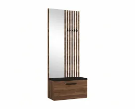 garderoba-z-lustrem-80-cm-orzech-lamele-biale-siedzisko-czarne-margaret-ii