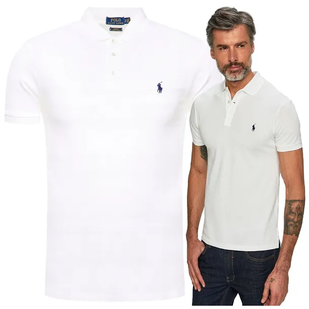 RALPH LAUREN Polówka Męska Koszulka Polo Biała Slim r. XXL