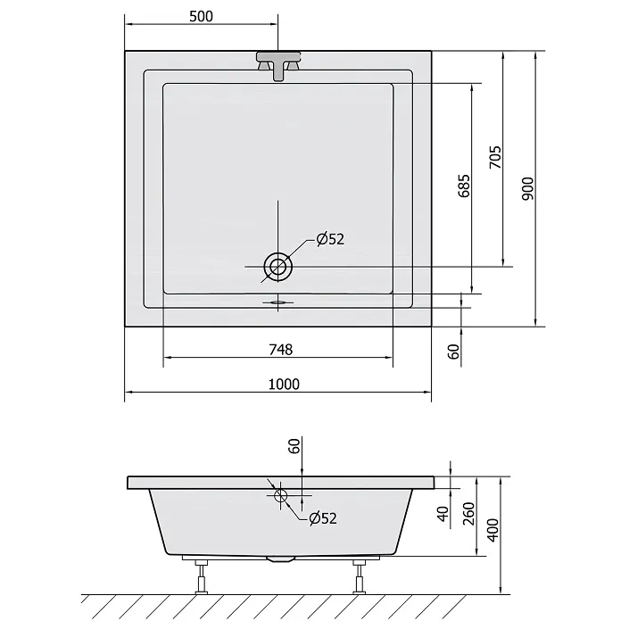 brodzik-gleboki-polysan-deep-100x90x26cm-72340-stan-nowy