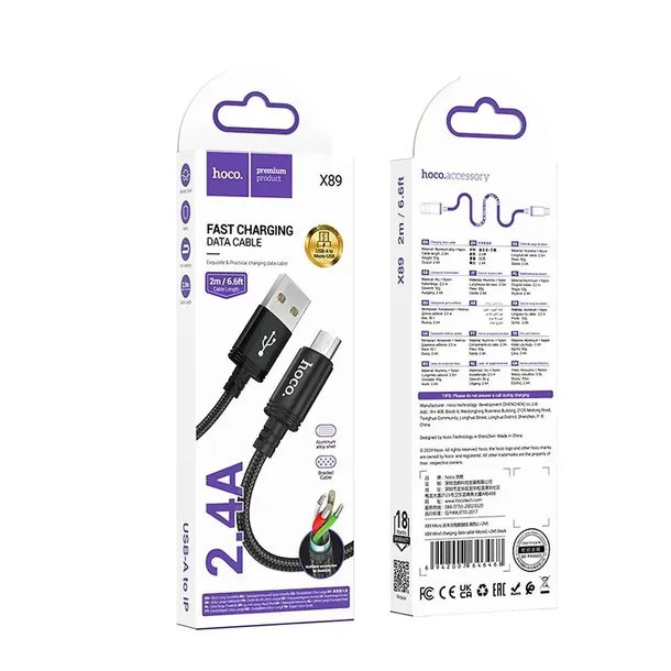 hoco-kabel-usb-a-do-micro-usb-24a-x89-2-m-czarny-stan-nowy