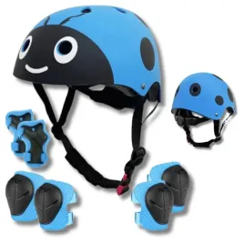 zestaw-kask-rowerowy-dzieciecy-ochraniacze-biedronka-niebieski-3-8-lat
