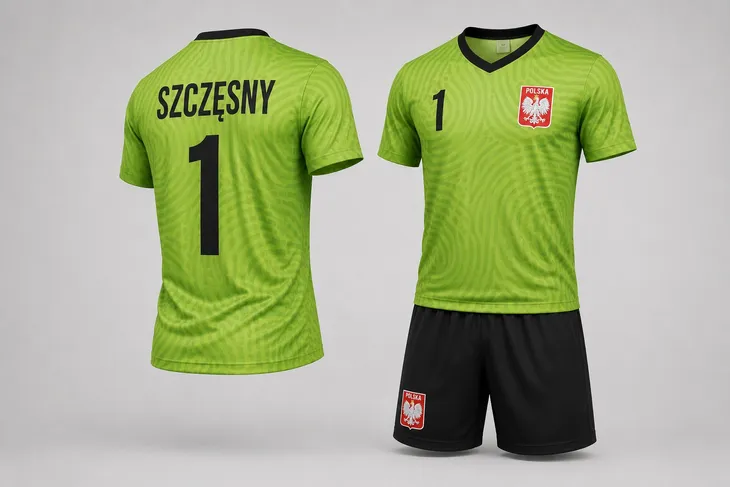 STRÓJ PIŁKARSKI - KOSZULKA SPODENKI - SZCZĘSNY POLSKA rozm. 158 cm