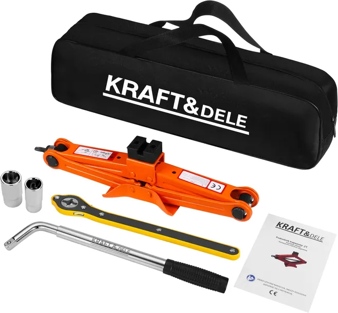 PODNOŚNIK TRAPEZOWY 2T 120-420MM + KLUCZ DO KÓŁ KD3526