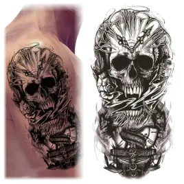 tatuaz-zmywalny-tymczasowy-wodny-mroczna-czaszka-zegar-czas