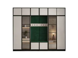 garderoba-costa-26-bialy-tkanina-zielona-8x-panel-siedzisko-z-nadstawka