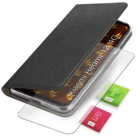 etui-z-klapka-do-xiaomi-redmi-12-12-5g-czarne-zamykane-magnetyczne-szklo