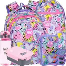 coolpack-plecak-szkolny-mlodziezowy-zestaw-5w1-piornik-worek-pastel-serca