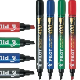 pilot-marker-pernamentny-czarny-scieta-koncowka-4-kolory-zestaw