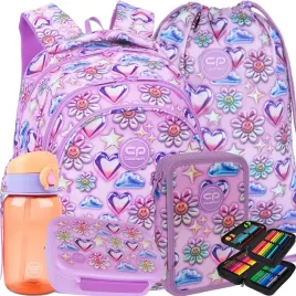 coolpack-plecak-szkolny-mlodziezowy-piornik-worek-zestaw-5-elementow-rozowy