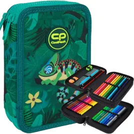 coolpack-piornik-szkolny-dwukomorowy-z-wyposazeniem-kredki-pisaki-tropic