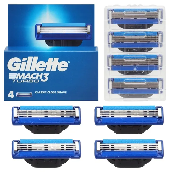 ORYGINALNE OSTRZA WKŁADY ZAPAS DO MASZYNKI GILLETTE MACH 3 TURBO 4 sztuki