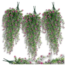 sztuczne-kwiaty-pink-wiszace-girlanda-kwiatowa-bluszcz-bukiet-galazki-3szt