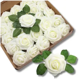 sztuczne-roze-kwiaty-25szt-bukiet-roz-dekoracyjne-do-wazonu-slub-biale