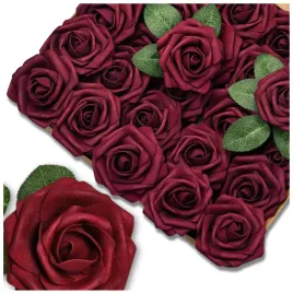sztuczne-kwiaty-roze-bukiet-roz-bordowe-25szt-dekoracja-ozdoba-do-wazonu