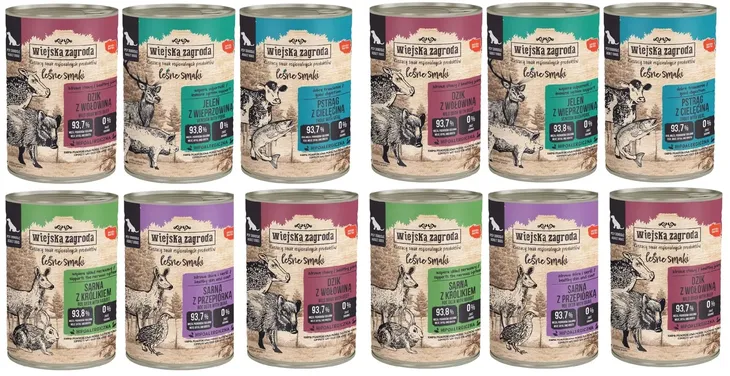 Wiejska Zagroda karma mokra dla psa Mix 6 smaków 6x400g
