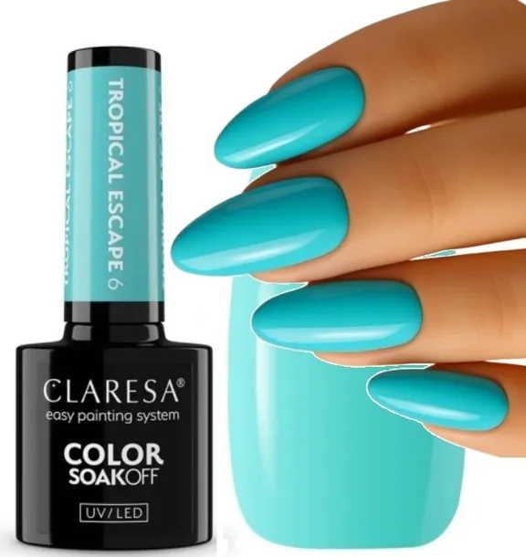 CLARESA lakier hybrydowy TROPICAL ESCAPE 6 neonowy błękit
