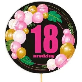 topper-papierowy-18-urodziny-baloniki-czarno-rozowy-185-x-11-cm