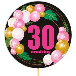 topper-papierowy-30-urodziny-baloniki-czarno-rozowy-185-x-11-cm