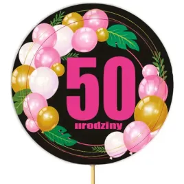 topper-papierowy-50-urodziny-baloniki-czarno-rozowy-185-x-11-cm