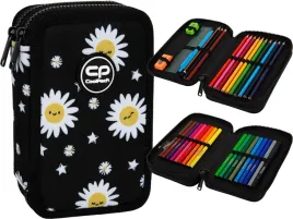 coolpack-podwojny-piornik-wyposazeniem-jumper-2-daisy-black-stokrotka-kwiat