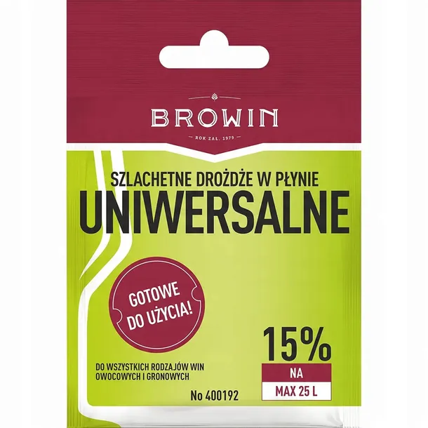 Drożdże do WINA UNIWERSALNE bez namnażania 20ml płynne 400192