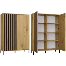 witryna-nowoczesna-slim-gladki-dab-artisan-lamele-front-ryflowany