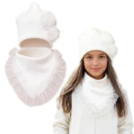 komplet-dziewczecy-54-58-czapka-roze-tiul-chusta-prazek-wiosna-smietanka