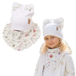 komplet-dziewczecy-52-56-czapka-kokardki-prazek-chusta-bawelna-smietanka