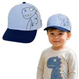 czapka-chlopieca-bejsbolowka-46-50-daszek-bawelna-regulowana-dino-blekit
