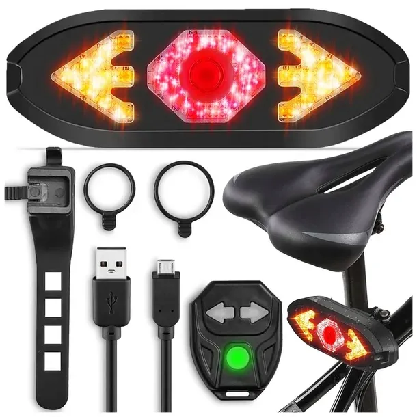 3w1 KIERUNKOWSKAZY ROWEROWE KLAKSON 120dB LAMPKA ROWEROWA TYŁ LED USB+PILOT