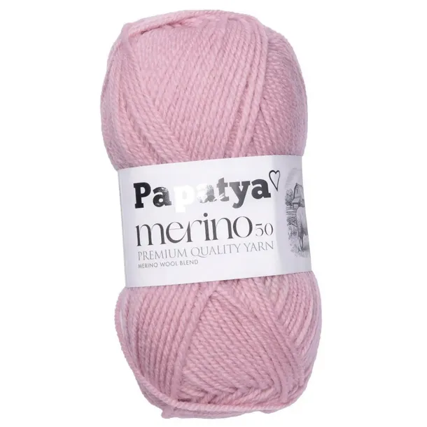 WŁÓCZKA PAPATYA MERINO 50 WEŁNA 50% AKRYL 50% 100g GRUBA BRUDNY RÓŻOWY 4120