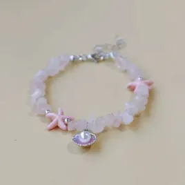 rozowa-bransoletka-perla-muszle-kamienie-recznie-robiona-summer-shells